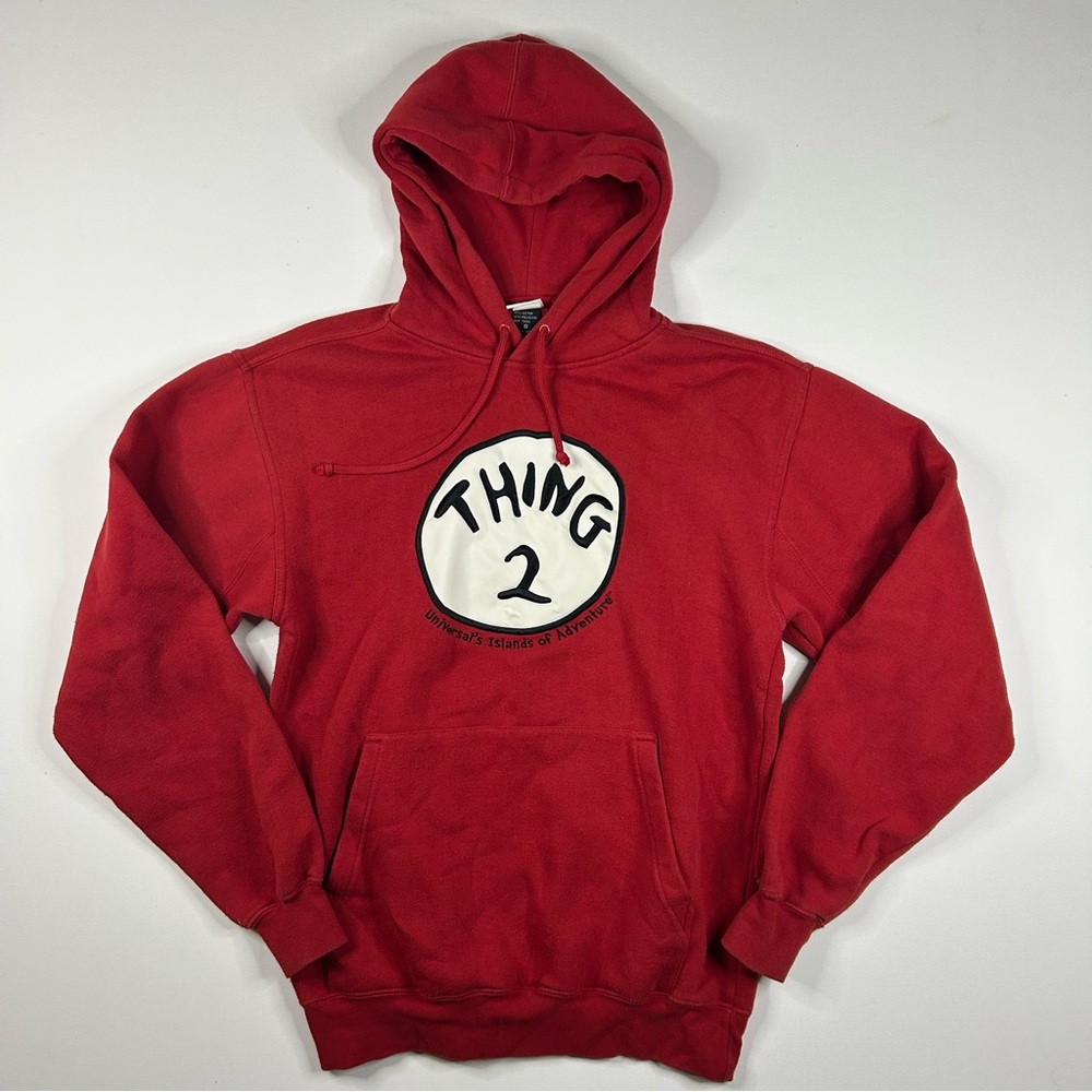 Vintage Y2k Universal's Island Of Adventure Orlando Red Hoodie Thing 2 Sz Small